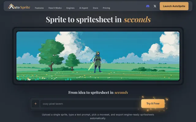 AutoSprite website screenshot