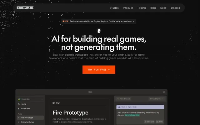 Bezi website screenshot