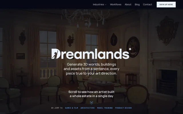 Dreamlands website screenshot