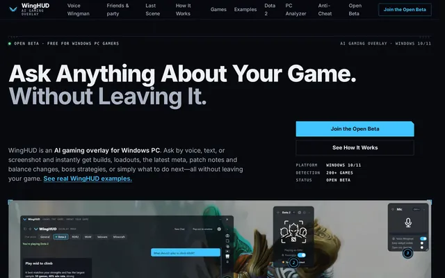 WingHUD website screenshot